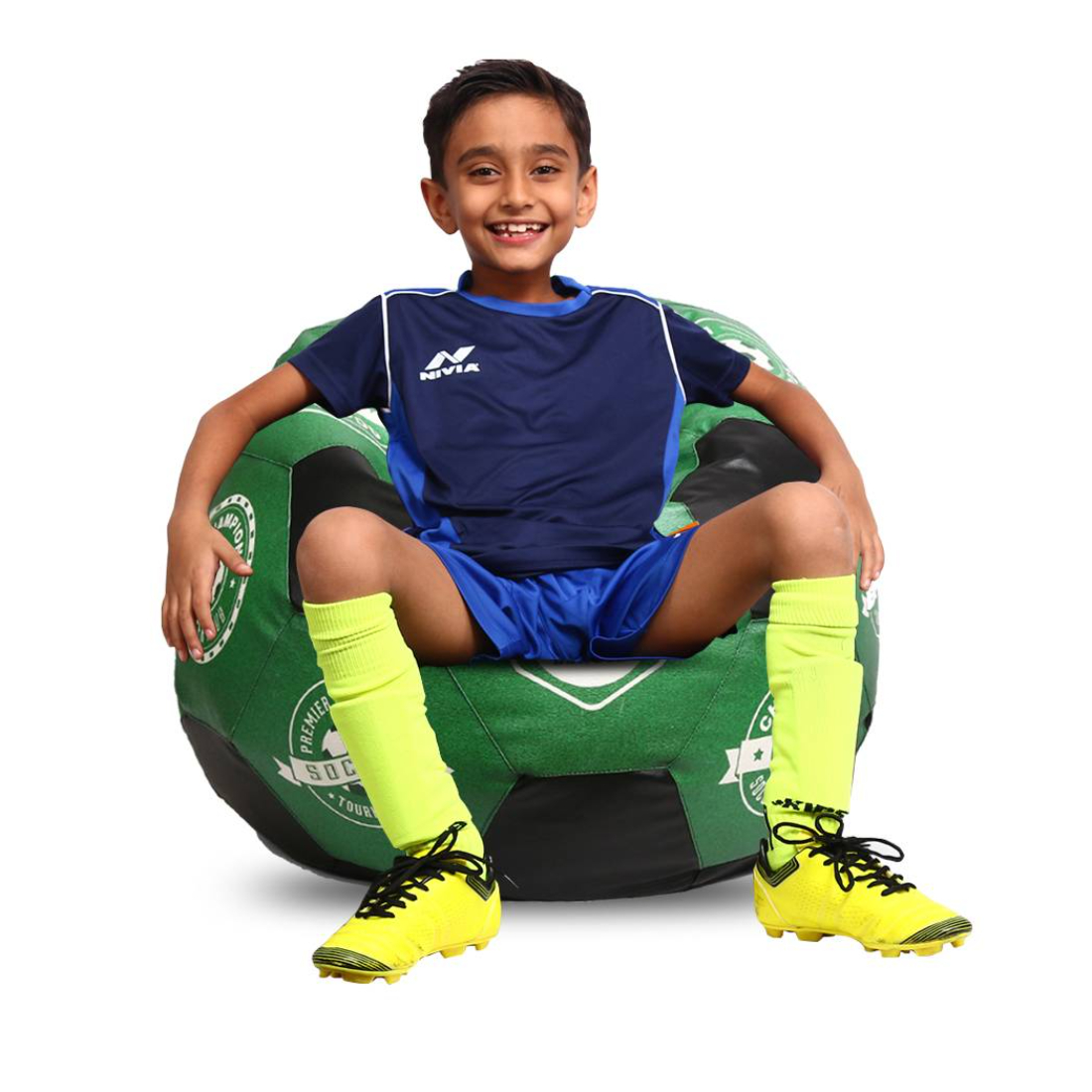Orka Digital Printed Kids Foorball With Mathching Footstool Filled Bean Bag With Beans (FB47 Multicolor) view 2